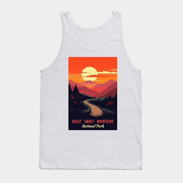 Great Smoky Mountains national park vintage travel poster Tank Top by GreenMary Design